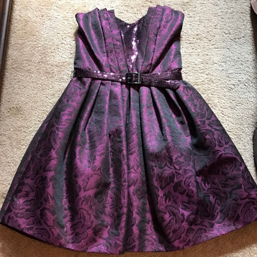 Betsey Johnson Purple Jacquard Floral Print Dress Prom Dress